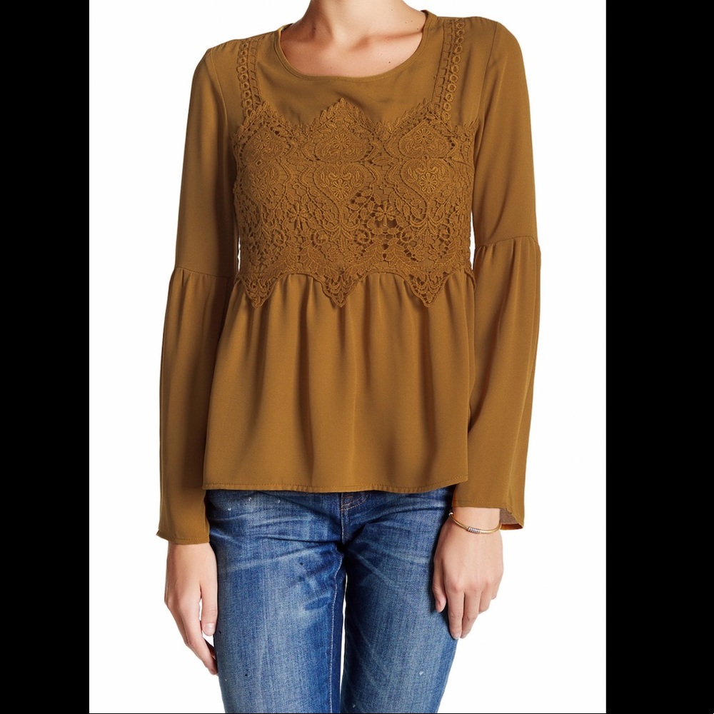 Women’s mustard crochet detailed blouse